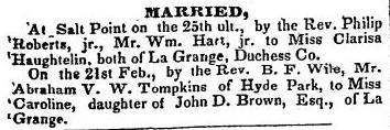 Tompkins_Abraham_marriagetoCarolineBrown_Poughkeepsie_eagle_9March1838_p3_col1_crop